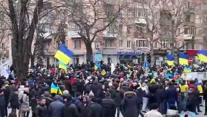 Rusya'nın ele geçirdiği Ukrayna kenti Herson'da protestolar