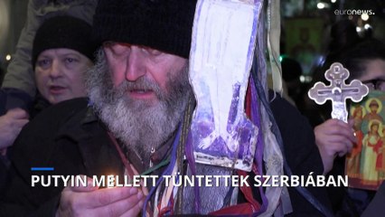 Putyin mellett tüntettek Szerbiában