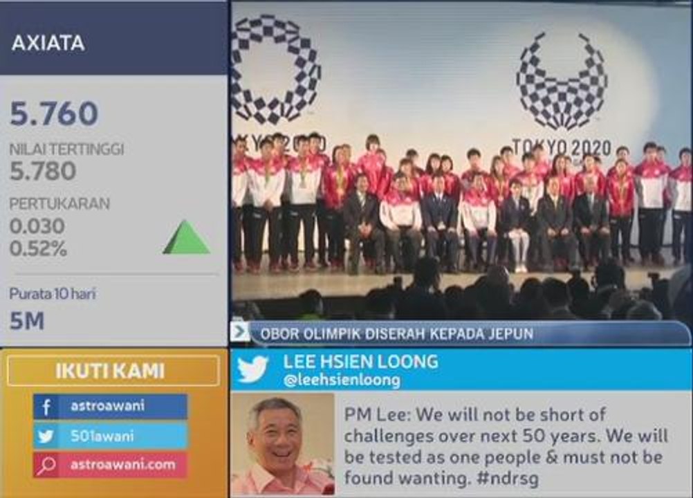 Obor Olimpik diserah kepada Jepun