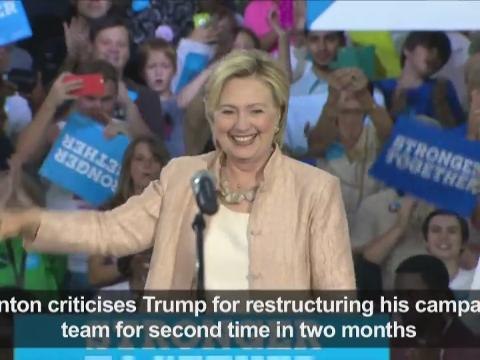 Hillary Clinton attacks Donald Trump over campaign team restructuring