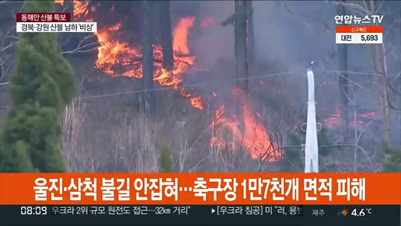 울진·삼척 불길 안잡혀…축구장 1만7천개 면적 피해