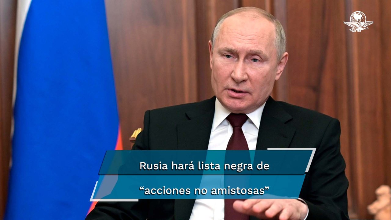 Putin pide crear lista de países que cometen "acciones no amistosas" contra Rusia