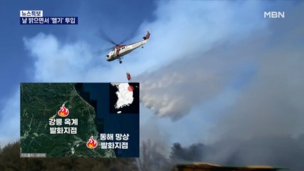 동해시로 번진 강릉 산불…야간 진화 작업에도 진화 어려움