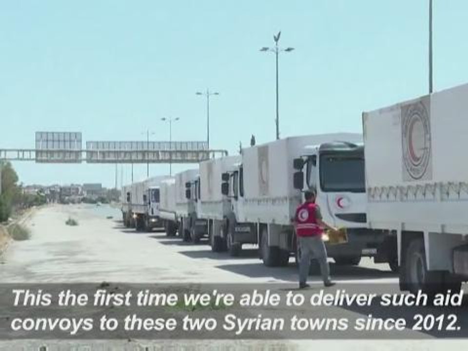 First aid convoy to 2 besieged Syria towns since 2012: Red Cross