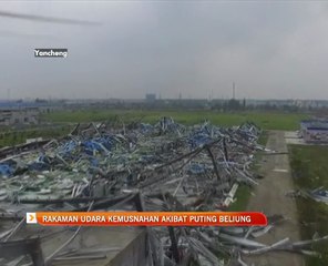 Rakaman udara kemusnahan akibat puting beliung