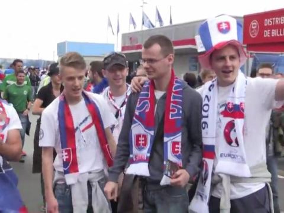 Slovakian football fans celebrate Euro win over Russia