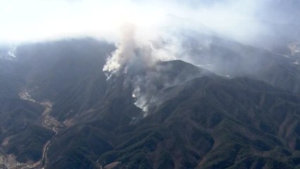 하늘에서 본 울진·강원 산불 현장..."뿌연 연기 자욱" / YTN