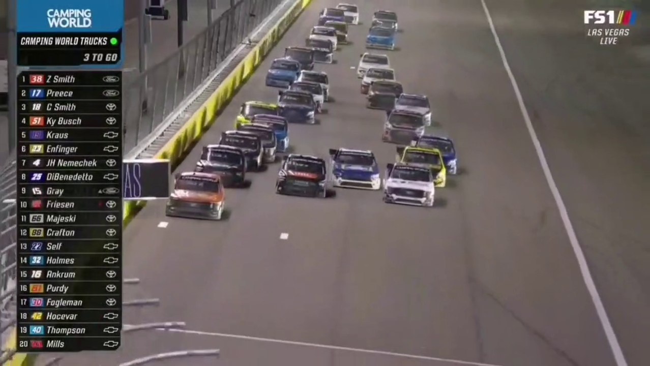 NASCAR TRUCK SERIES LAS VEGAS 2022 Race Crazy Finish Smith Win Hunter Nemecheck Anderson Boyd Big Crash