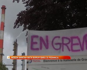 Mogok bantah Akta Buruh baru di Perancis