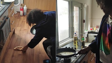 'Surrey boy teaches how to make a dusty 'Floor Pancake' *COOKING FAIL*'
