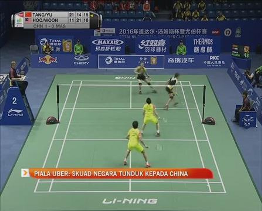 Piala Uber: Skuad negara tunduk kepada China