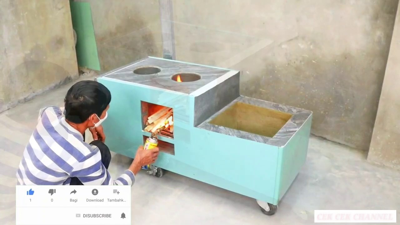 Tungku kayu bakar dari kulkas menjadi tungku cantik|| how to make firewood stove