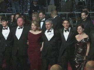 French film stars dance the can-can on the red carpet