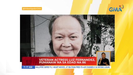 Veteran actress Luz Fernandez, pumanaw na sa edad na 86 | UB