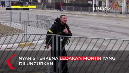 Mengerikan! Warga Ukraina Nyaris Kena Mortir Rusia