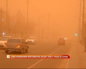 Lima kenderaan bertembung akibat ribut pasir di China