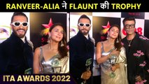 Ranveer, Alia & Karan Pose Together On Camera With Their Trophies | ITA Awards 2022