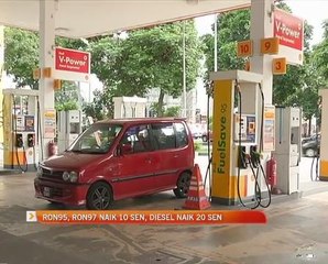 Ron 95, Ron 97 naik 10 sen, diesel naik 20 sen