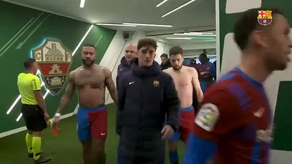 Euforia en el vestuario tras ganar al Elche / FCB