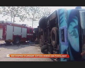 Bas ekspres dilanggar jentera bomba penyelamat