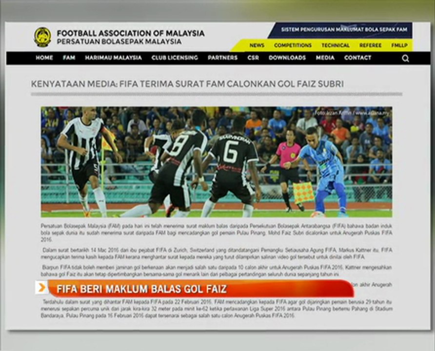 FIFA beri maklum balas gol Faiz Subri