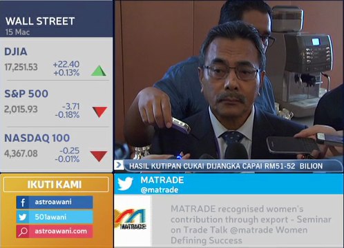 Hasil kutipan cukai jabatan Kastam RM51 hingga RM52 bilion