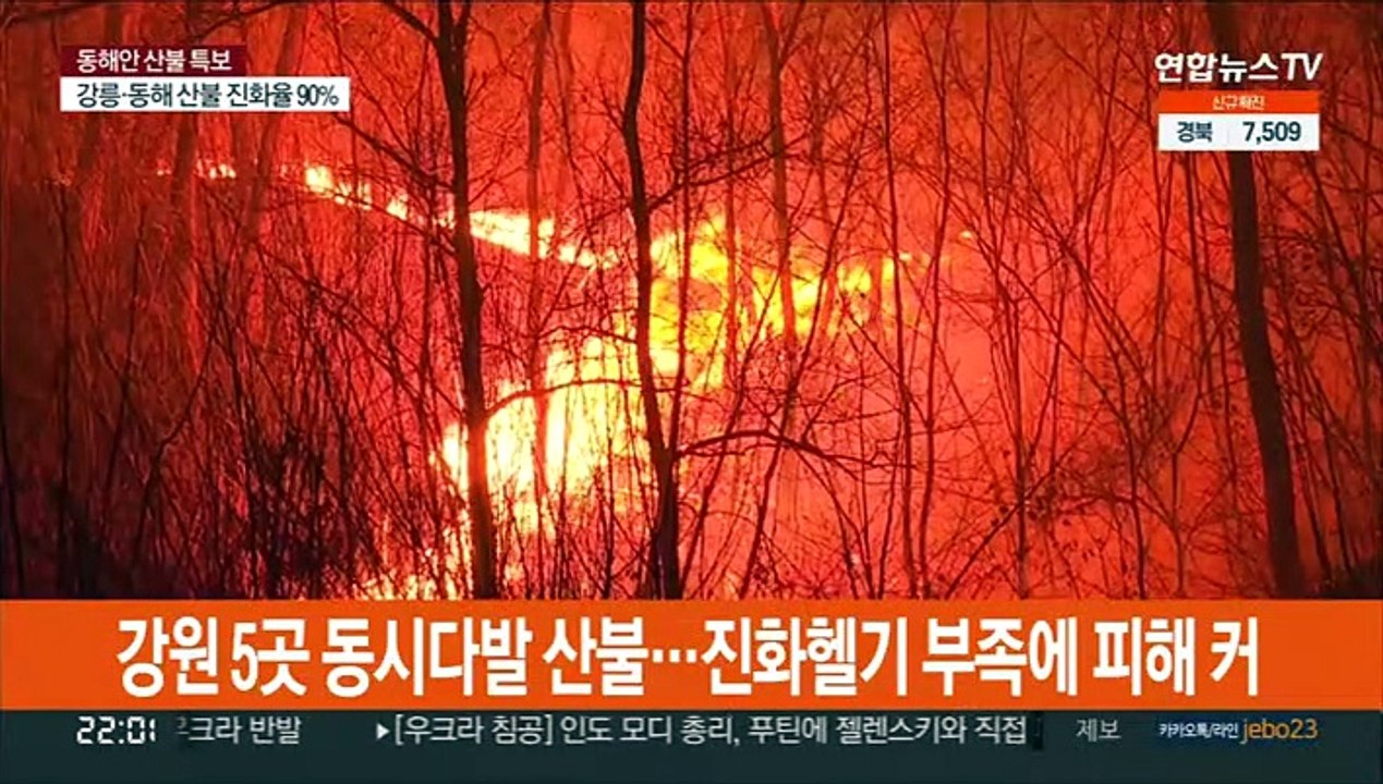 강원 5곳 동시 산불…중대형 헬기 도입 지연 뼈아파