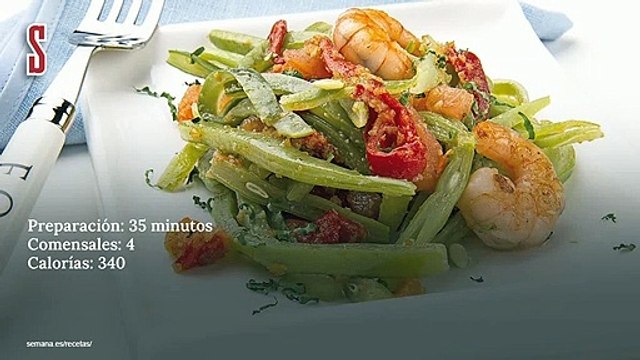 Vídeo Receta: Judías verdes con gambas a la andaluza