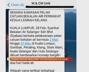 Syabas sahkan maklumat catuan bekalan air palsu