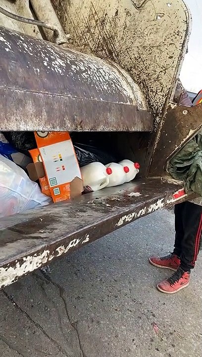 Garbage Men Crush Various Drinks Using Garbage Truck