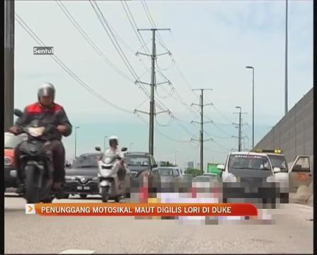 Penunggang motosikal maut digilis lori di DUKE