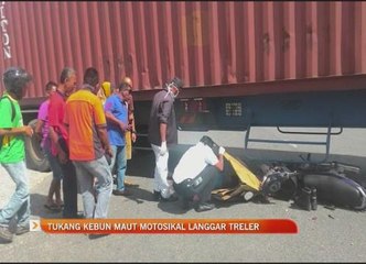 Tukang kebun maut motosikal langgar treler