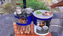 Tungku kayu bakar dari non besi atau kaleng drum. Cara membuat tungku|| how to make firewood stove