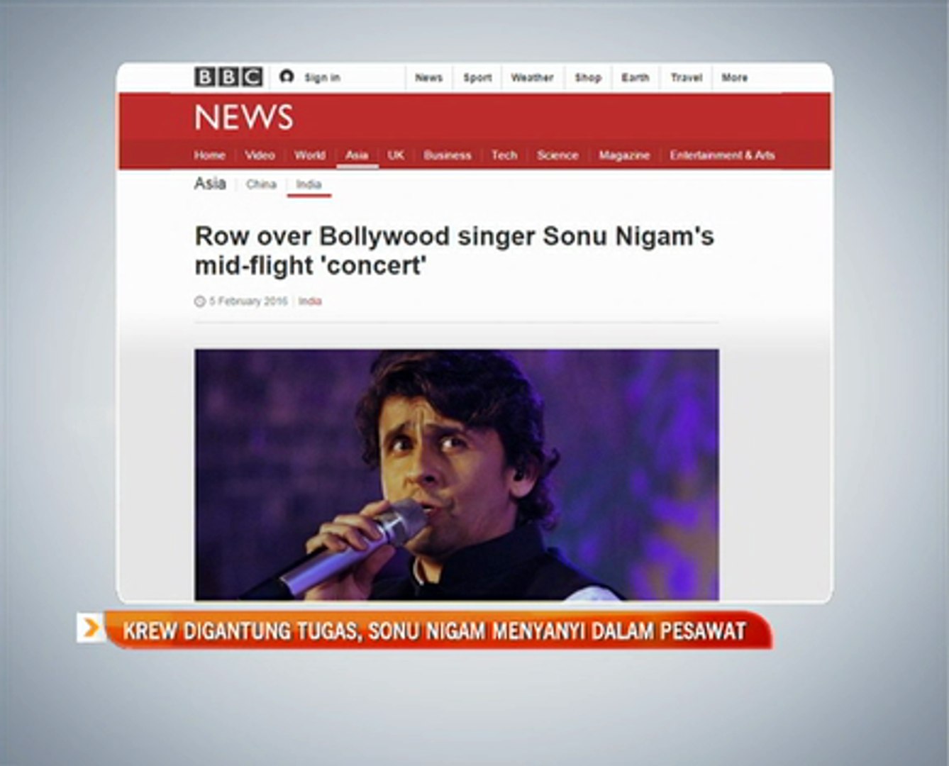Krew digantung tugas benarkan Sonu Nigam menyanyi dalam pesawat