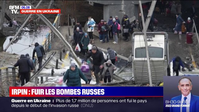 Guerre en Ukraine: ces civils qui désertent la ville d'Irpin, à 20km de Kiev