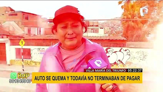 VMT: Auto que realizaba servicio de taxi se incendia en la avenida Pachacútec