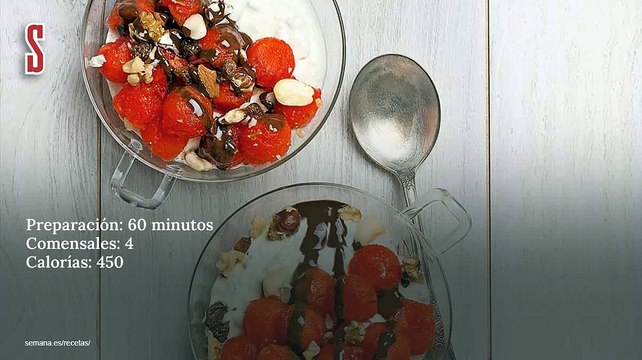 Vídeo Receta: Sandía con queso y frutos secos