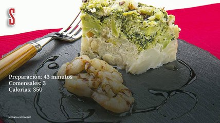 Vídeo Receta: Budin de coliflor y brecol con gambas