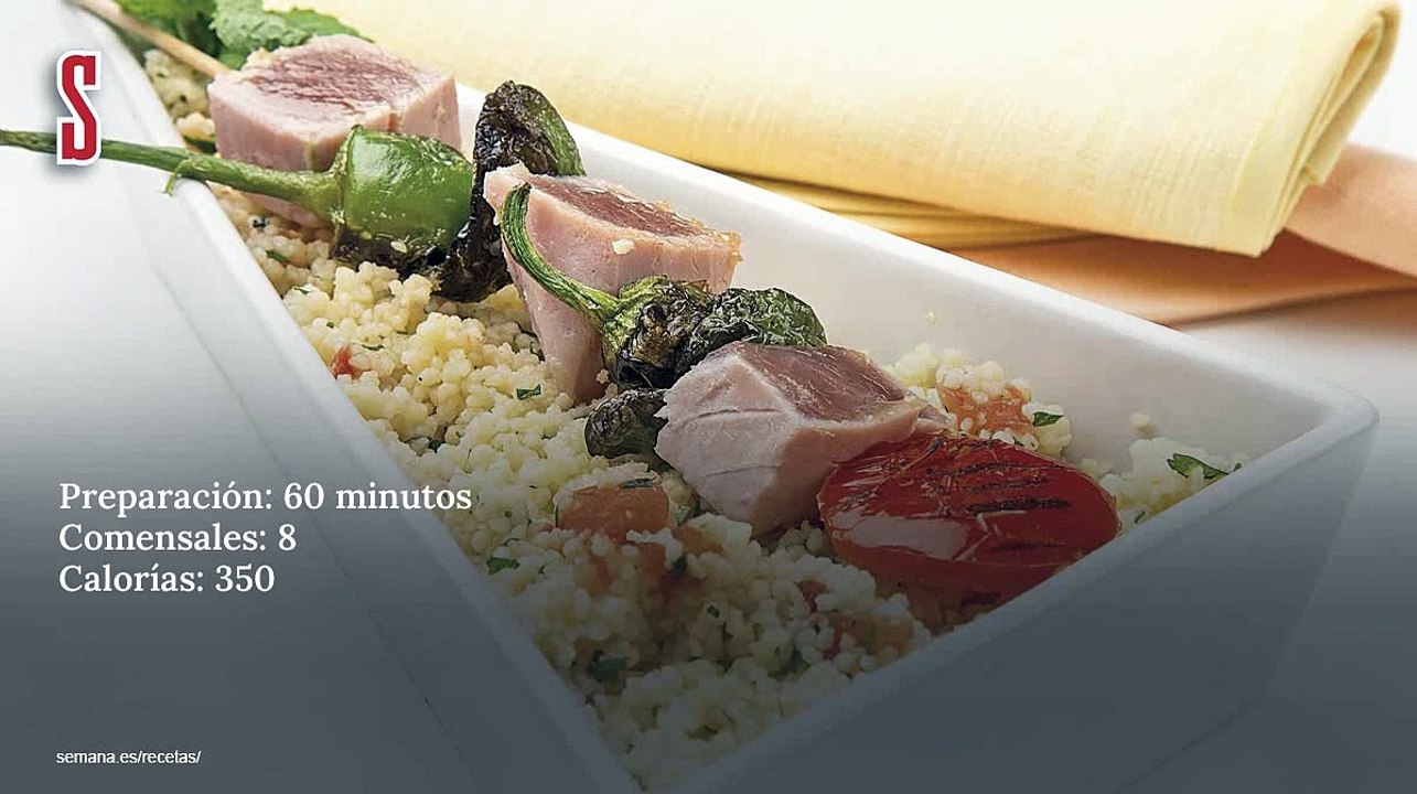 Vídeo Receta: Brocheta de atún marinado con cuscús