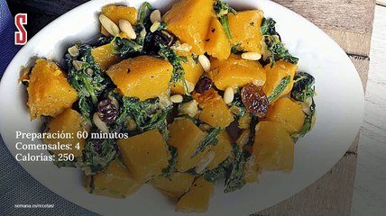 Vídeo Receta: Frito de calabaza y espinacas