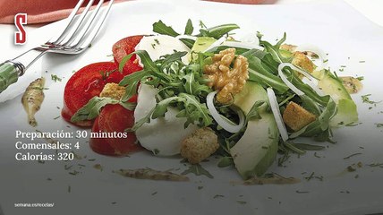 Vídeo Receta: Ensalada de rúcula con aguacate y tomate
