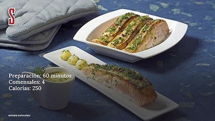 Vídeo Receta: Salmón al horno con costra de eneldo