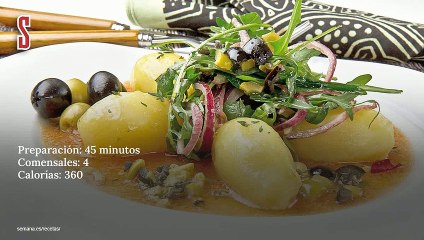 Vídeo Receta: Patatas nuevas y tomates con aliño de aceitunas