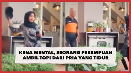 Auto Kena Mental, Seorang Perempuan Ambil Topi dari Kepala Pria yang Tidur