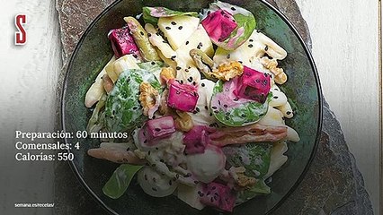 Vídeo Receta: Ensalada de pasta, remolacha, piña y queso