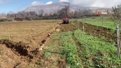 8 Mart Dünya Kadınlar Günü'nde traktör ile tarlayı süren kadına hediyeleri tarlada verildi