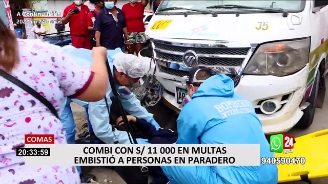 Comas: combi con más de 11 mil soles en papeletas, se despista y arrolla a personas en un paradero
