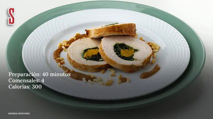 Vídeo Receta: Pechuga de pavo rellena de espinacas y melocotones