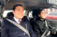 Başkan Çakın, kadın taksiciyle Uşak'ı dolaştı