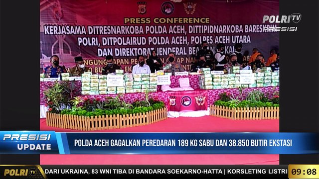 Konferensi Pers Polda Aceh Terkait Peredaran Narkoba Jaringan Internasional dan Menyita Barang Bukti